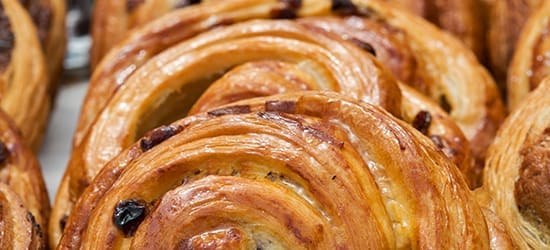 Close up of a tray of pastries
